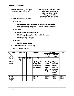 Đề kiểm tra bài viết số 5 Ngữ văn lớp 6 - Năm học 2016-2017 - Vũ Thị Xuân